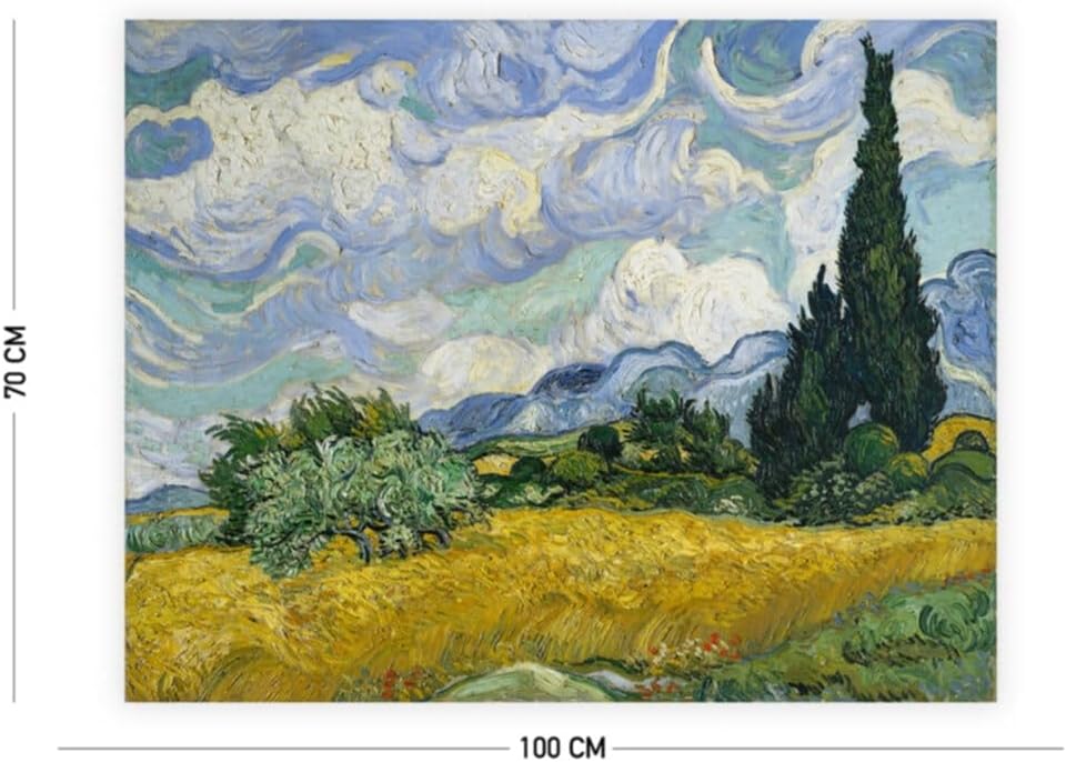 Van Gogh Cypress Tree Tapestry Wall Hanging 65x40cm Cotton Famous Painting Design Home Decor Dorm Room Art Koyu Green - Green, 39x28 inch