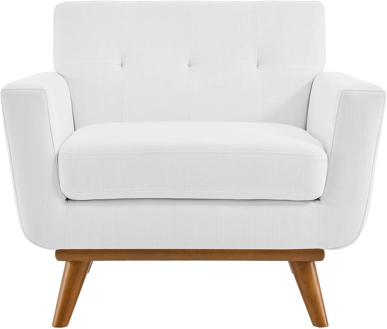Modway Engage Mid-Century Modern Upholstered Fabric Armchair in White