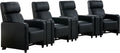 Coaster Home Furnishings - Toohey - Faux Leather - 7-piece Theater Seating with Consoles and Recliners with Tufted Backrests and Slim Track Armrests - Living Room, Home Theater - Black - 600181-S4A