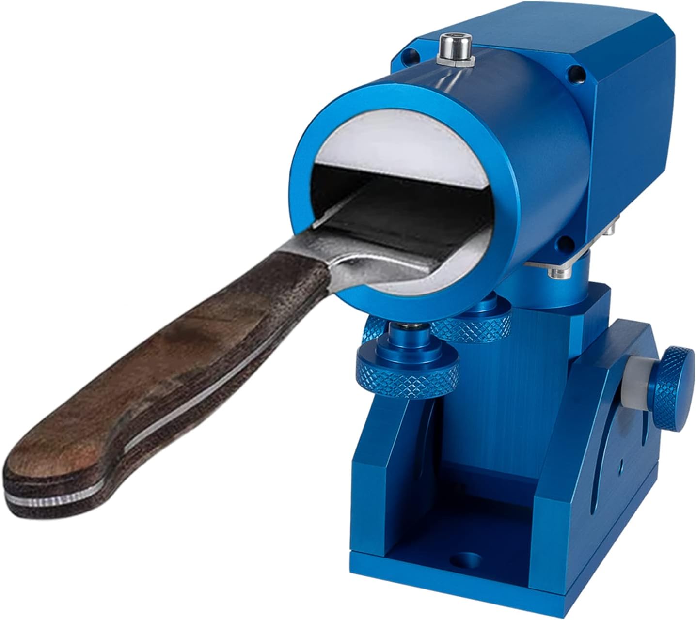 Sunluway-Three-Axis Blade Light Duty Workshop Knife Vise Tool, with 360-degree Swivel Base for Home or Industrial Craftsmen (Blue)