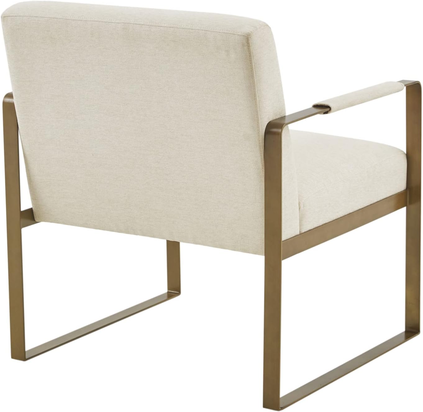 Martha Stewart Upholsterd Accent Chair Living Room Furniture - Modern Design, Comfortable Foam Seat Cushion Bedroom Lounge, Sophisticated Finished, Sturdy Frame, Cream/Gold, 28.5' W x 29' D x 32.5' H