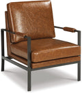 Signature Design by Ashley Peacemaker Mid-Century Modern Faux Leather Accent Chair, Brown