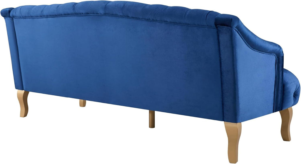 Christopher Knight Home Minxi Velvet Upholstered 3 Seater Sofa Couch, Wooden Home Sofa Living Room, Comfy Cloud Couch for Bedroom, Home Office, Button Tufted with Diamond Stitching, Dark Blue