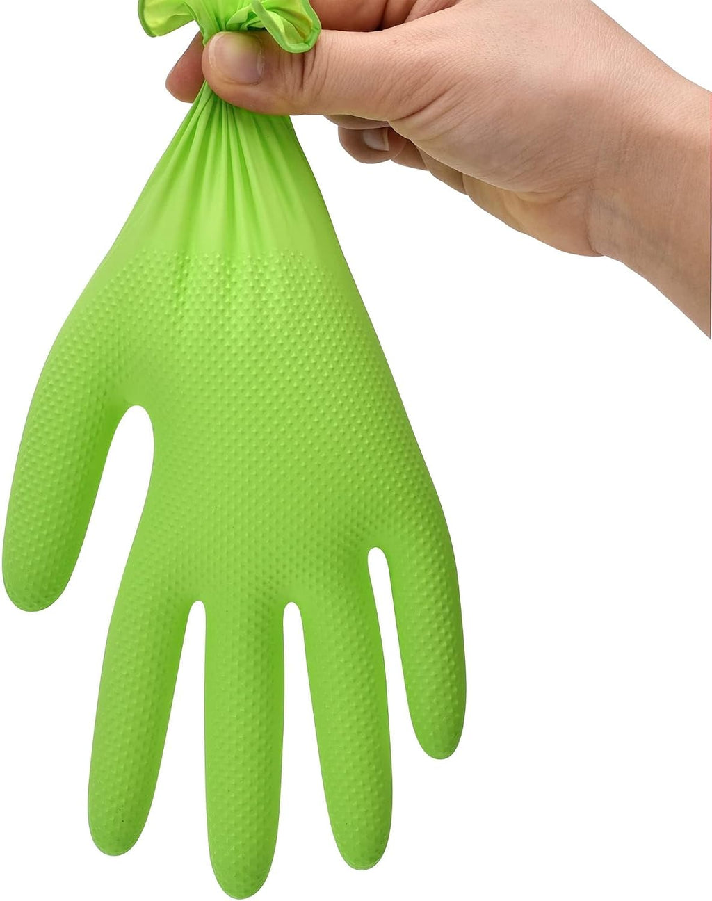 TitanFlex Heavy Duty Industrial Nitrile Gloves with Raised Diamond Texture, 8-mil, Latex Free (Green/Dark Green/Yellow)