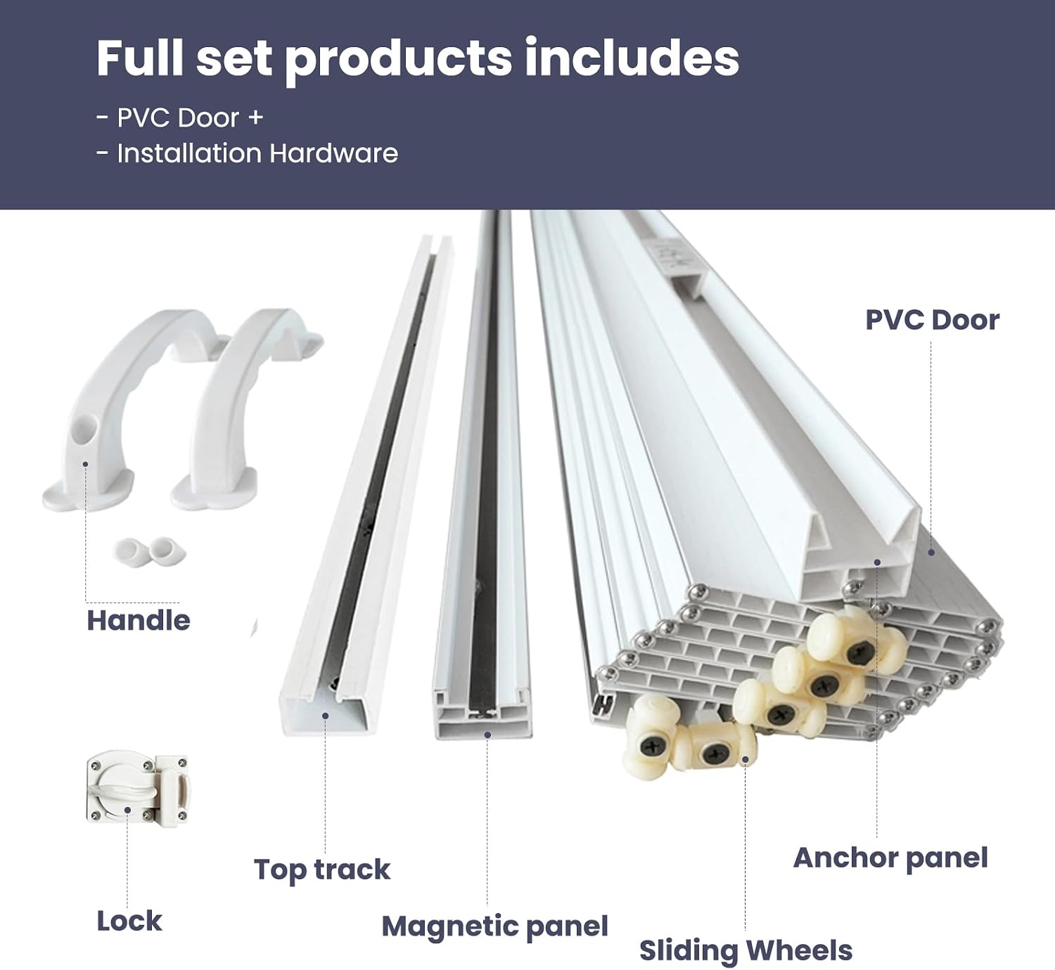 DIYHD 30X80in Accordion Door for Small Openning, White Double Layer PVC Folding Interior Door with Sliding Track Kit, Space-Saving Closet Door, No Floor Track, Dual-Sided Handle & Latch, Easy Install