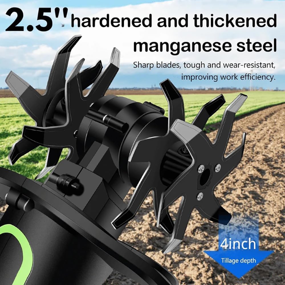 24V 2-in-1 Cordless Tiller Cultivator & Electric Handheld Tiller, 4' Depth x 4' Width, 51' Extension Rod, 235 RPM Lightweight Electric Garden Tiller with 2x1500mAh Batteries & Charger