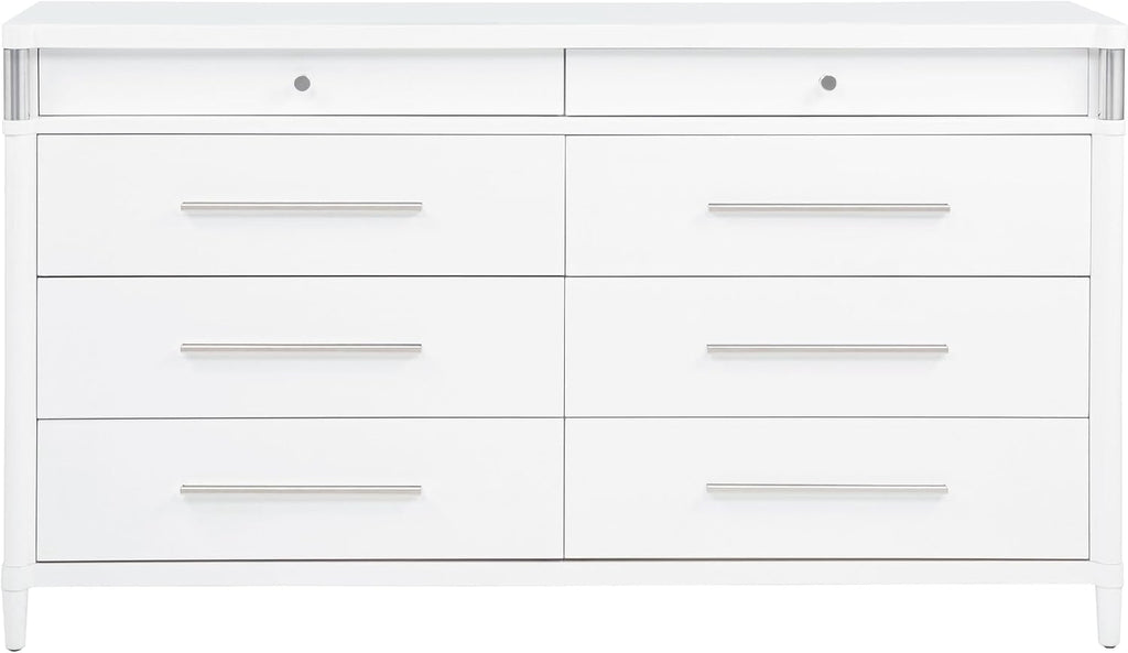 Coaster Home Furnishings - Gracemont - Wood - 8-Drawer Dresser with Felt-Lined Drawers, Brushed Nickel Pulls and Contemporary Style - Bedroom - White - 225073