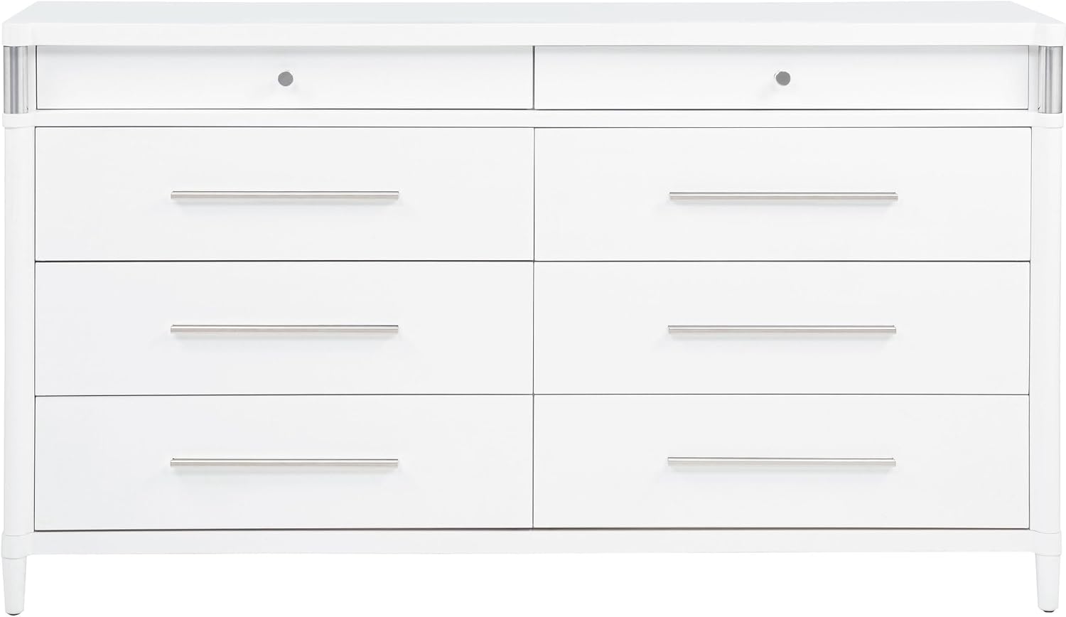 Coaster Home Furnishings - Gracemont - Wood - 8-Drawer Dresser with Felt-Lined Drawers, Brushed Nickel Pulls and Contemporary Style - Bedroom - White - 225073