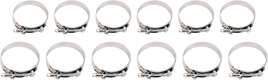 KUAFU 12 Pcs Universal 3' Aluminium Turbo Intercooler Piping & Silicone Coupler & Stainless Steel Clamp Kit Polished