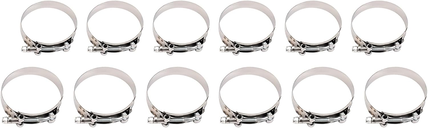 KUAFU 12 Pcs Universal 3' Aluminium Turbo Intercooler Piping & Silicone Coupler & Stainless Steel Clamp Kit Polished