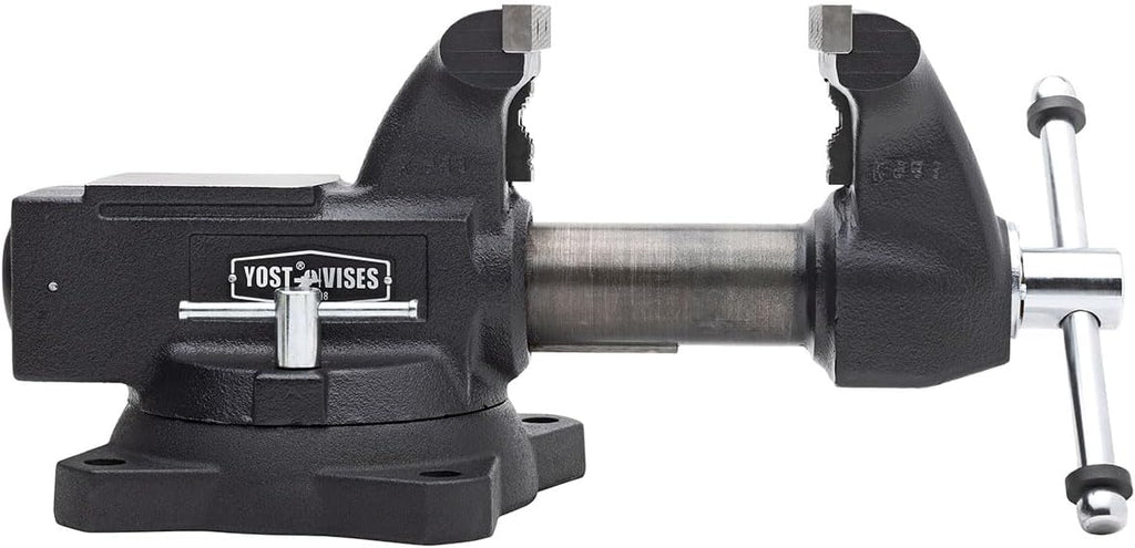 Yost HD550-C Heavy Duty 5-1/2 Inch Mechanics Work Bench Vise | Heavy Duty Woodworking & Metal Work Table with Secure Grip Swivel Base | 60,000 PSI Casting Iron Material with Extra-large Anvil Surface