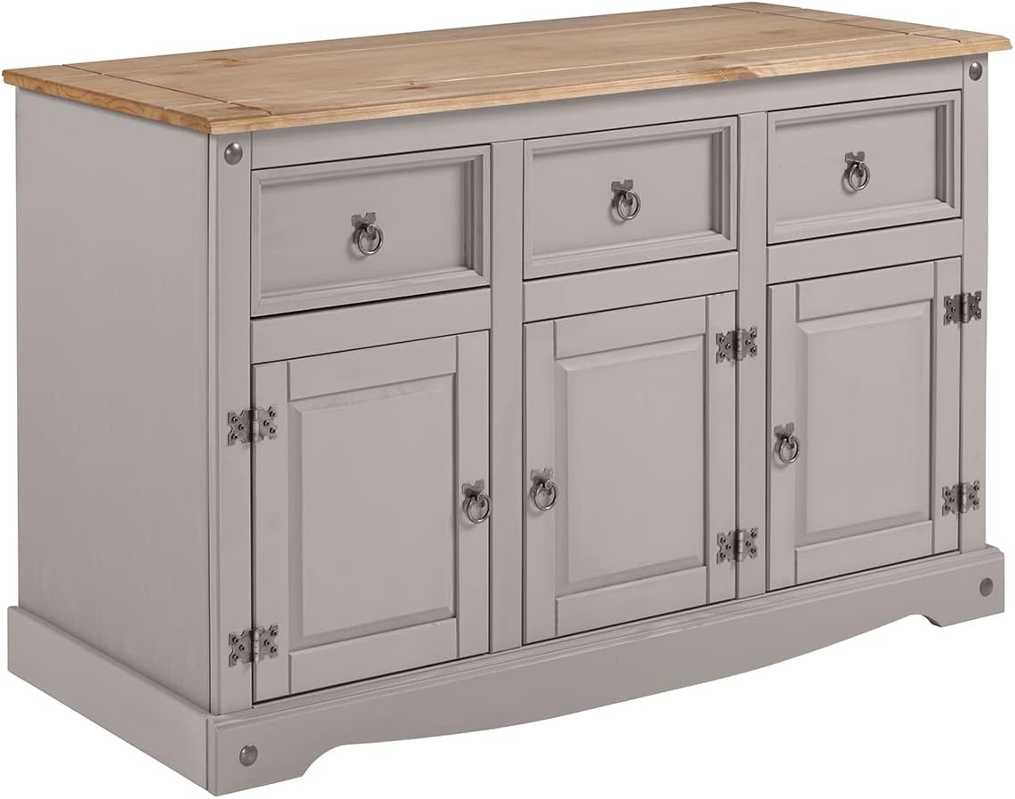 OS Home and Office Furniture Cottage Series Wood Buffet Sideboard in Corona Gray