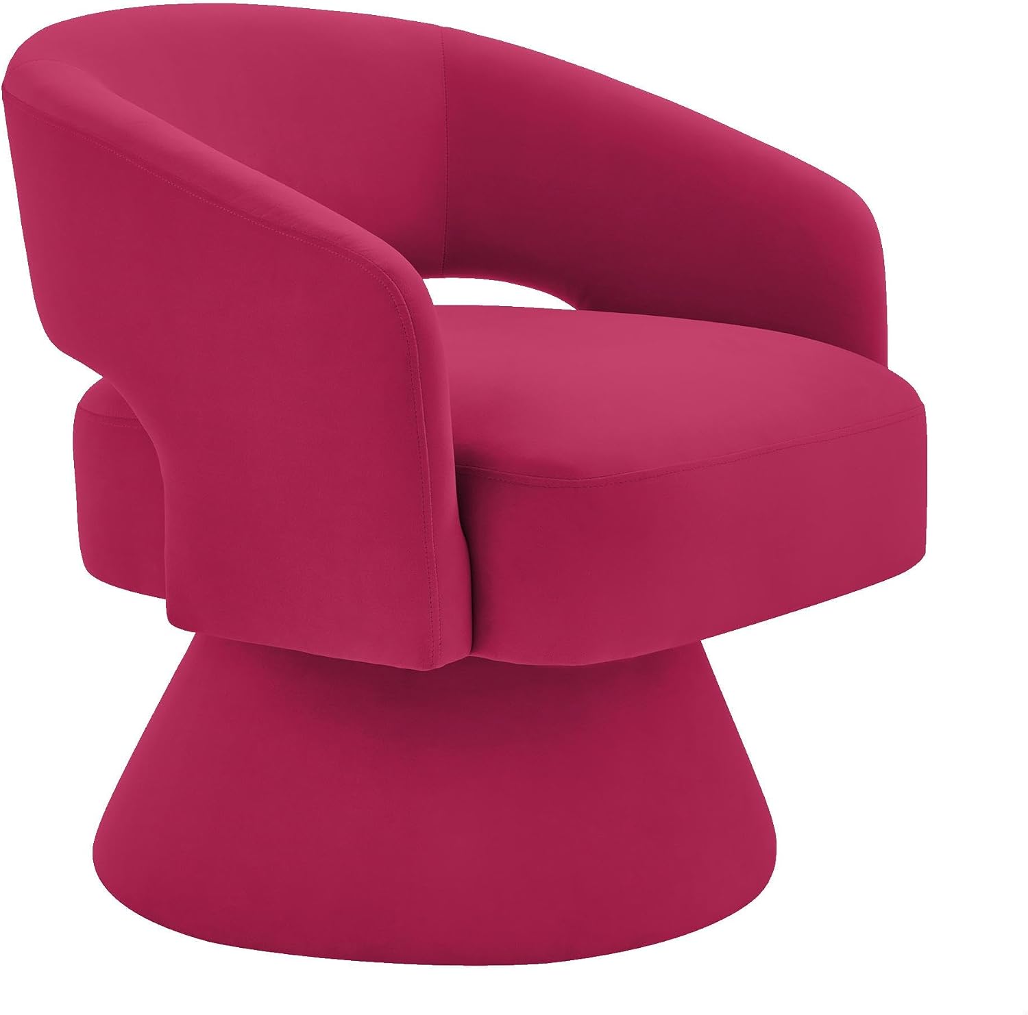 GDFStudio Swivel Barrel Chair Accent Arm Chair for Living Room Upholstered Velvet Round Reading Armchair Modern 360 Degree Comfy Swivel Chair with Open Backrest for Bedroom Office, Rose Pink