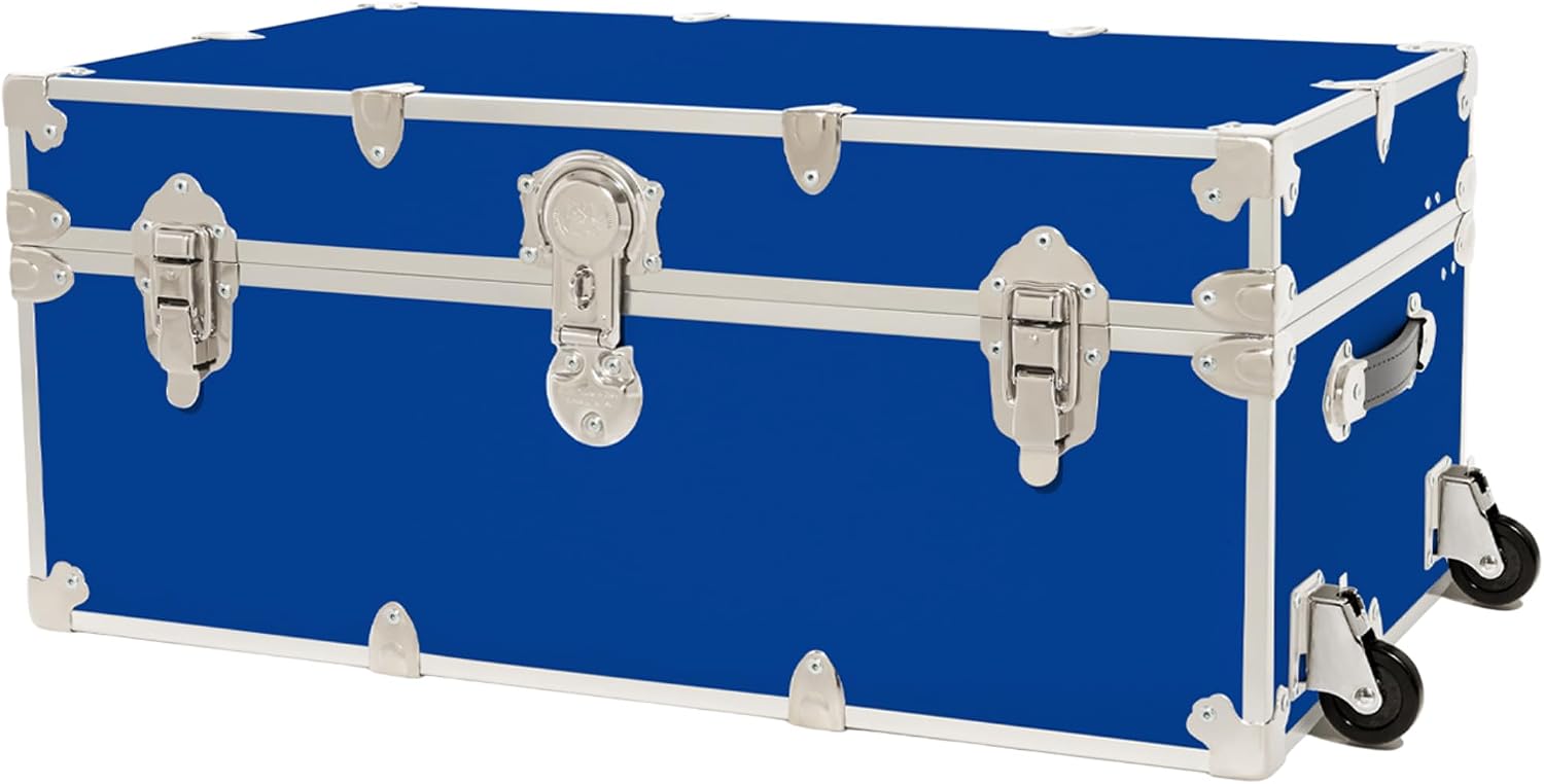 Rhino Trunk & Case Classic Camp & College Trunk with Wheels. 30'x17'x13', 1500+ lbs Capacity - Many Colors, Soft-Close Lid. Strong, USA Made Summer Camp Footlocker and Secure Dorm Storage Chest
