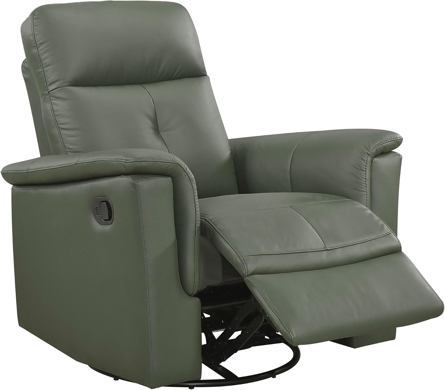 Lexicon Swivel Glider Recliner Chair, Comfy Nursery Glider, Top Grain Leather Match Recliner, Manual Reclining Chair for Living Room/Office/Apartment, Green