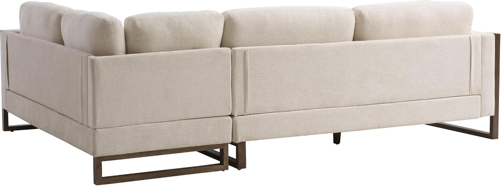 Christopher Knight Home Azir 104.00' Wooden Frame Modular L-Shape Sofa Couch, Modern Sectional Sofa with Thick Cushions for Living Room, Comfy Fabric Upholstered Couch with Deep Seat, Beige