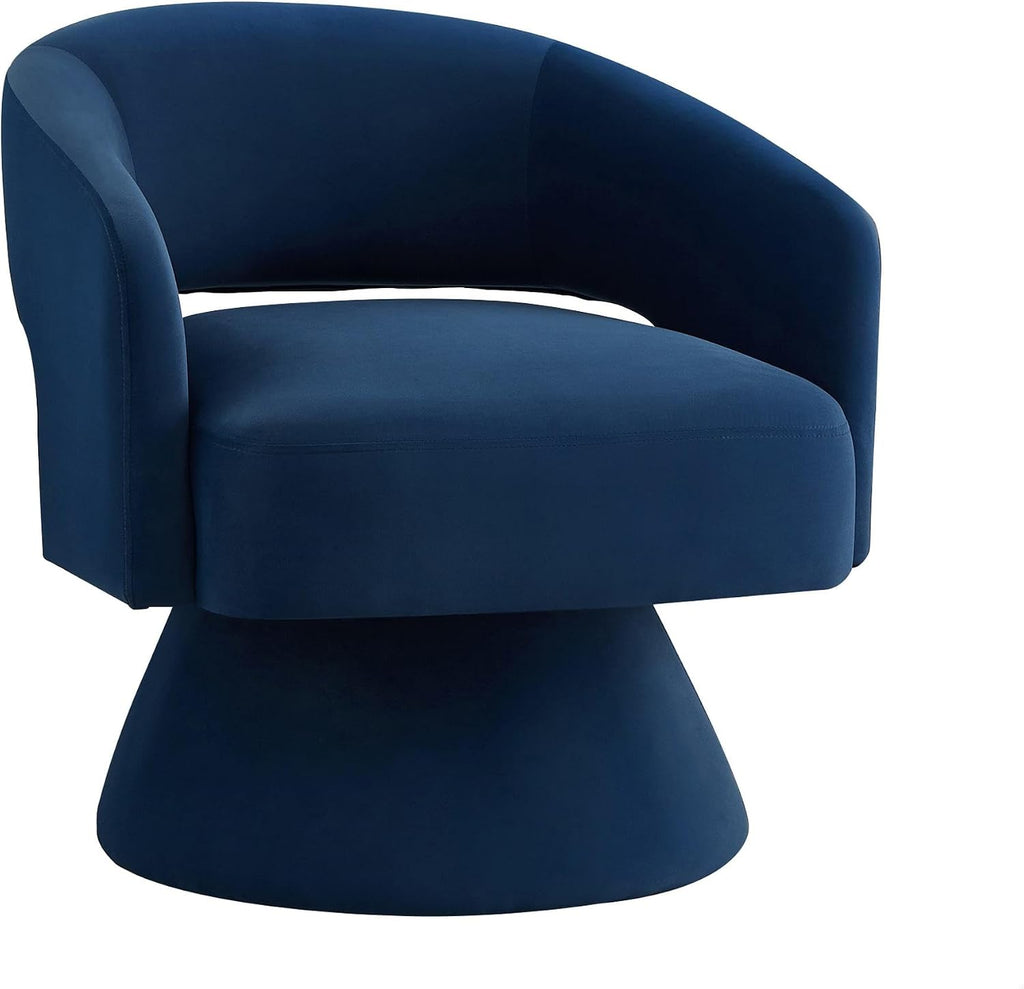 GDFStudio Swivel Barrel Chair Accent Arm Chair for Living Room Upholstered Velvet Round Reading Armchair Modern 360 Degree Comfy Swivel Chair with Open Backrest for Bedroom Office, Navy Blue
