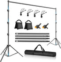 12 x 10ft Photo Video Studio Heavy Duty Backdrop Stand, Adjustable Photography Background Support Systemt Kit with Shock-Proof Spring, 2 Sandbags, Carrying Bag, 6 Clamps