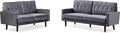 Container Furniture Modern Style Tufted Velvet Couches for Living Room with Soft Fabric Upholstery and Solid Wood Frame, 2 Piece Sofa and Loveseat Set, Grey