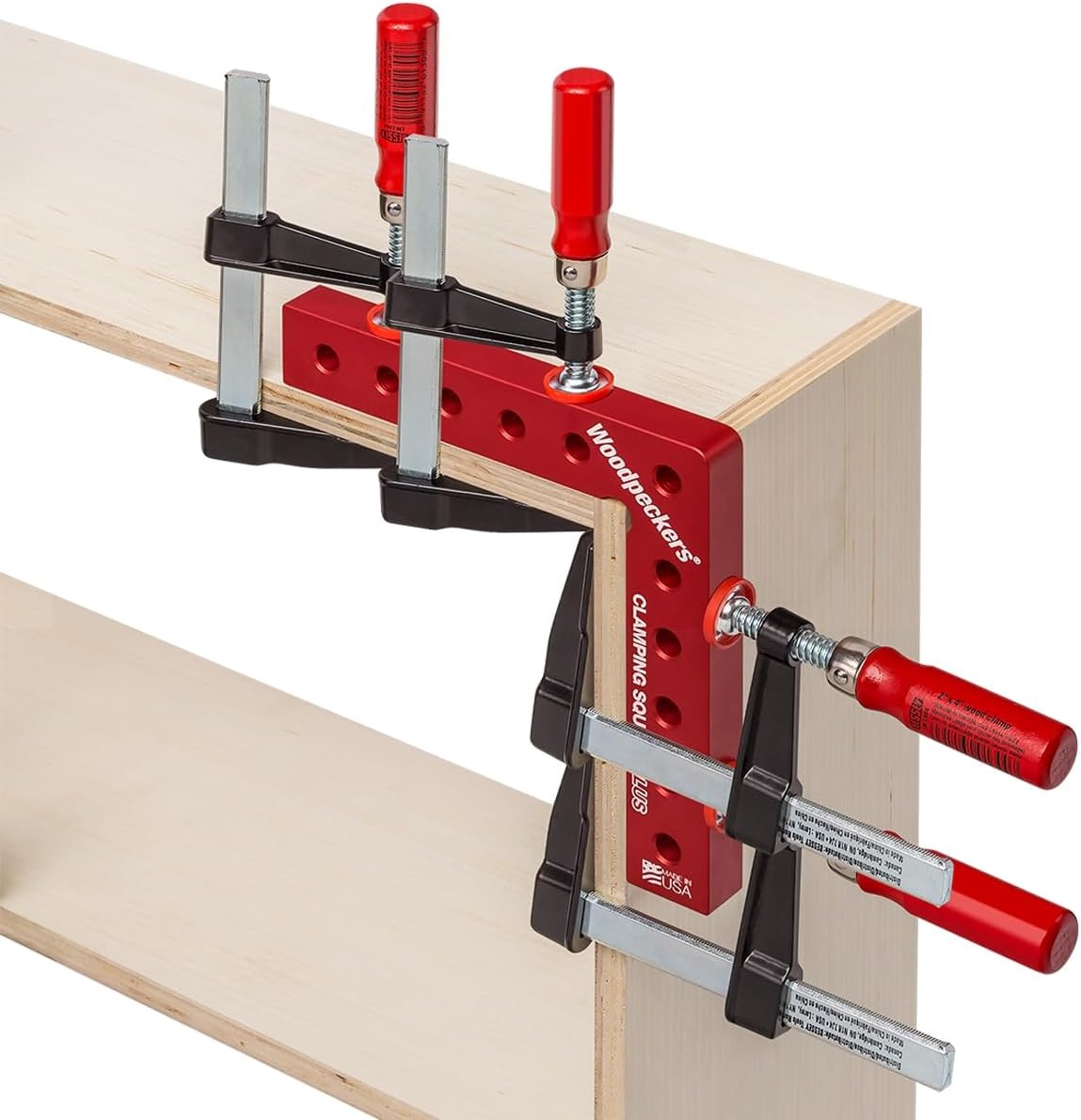 Woodpeckers Clamping Squares Plus, 4 Pack CSP Squares, 6.75 Inch Long Aluminum 90-Degree Corner Clamps for Woodworking, USA Made