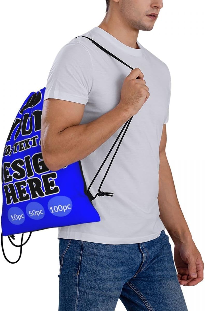 Custom Drawstring Backpack Set Of 10/50/100 Personalized Draw String Back Bag With Your Logo for Gym, Travel & Everyday Style15