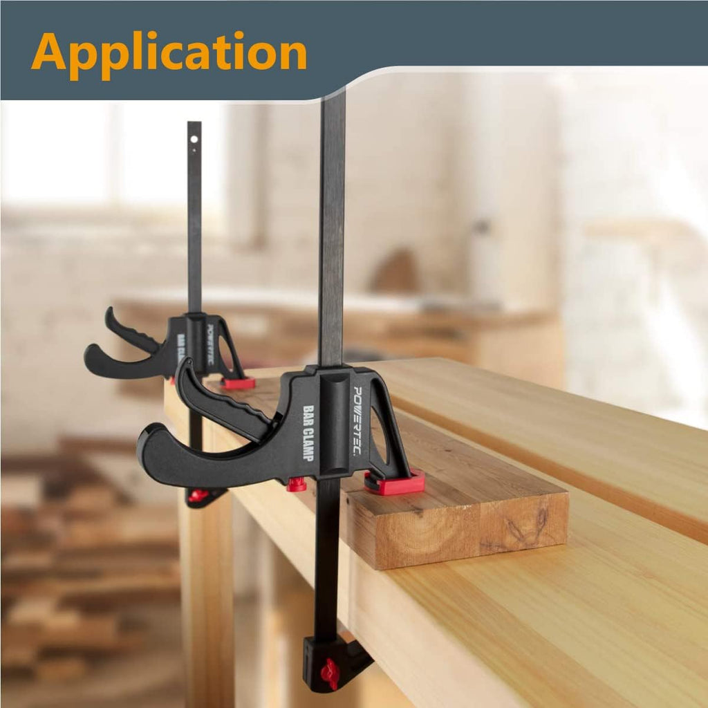POWERTEC 6' Bar Clamps/Spreaders 32 Pack, Trigger & Ratchet Quick Grip Clamps for Woodworking, Gluing & DIY Projects
