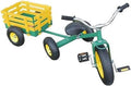 Classic Tricycle with Wagon Set Pull Along Trike Toy Outdoors Kids Exercise All Terrain Cart