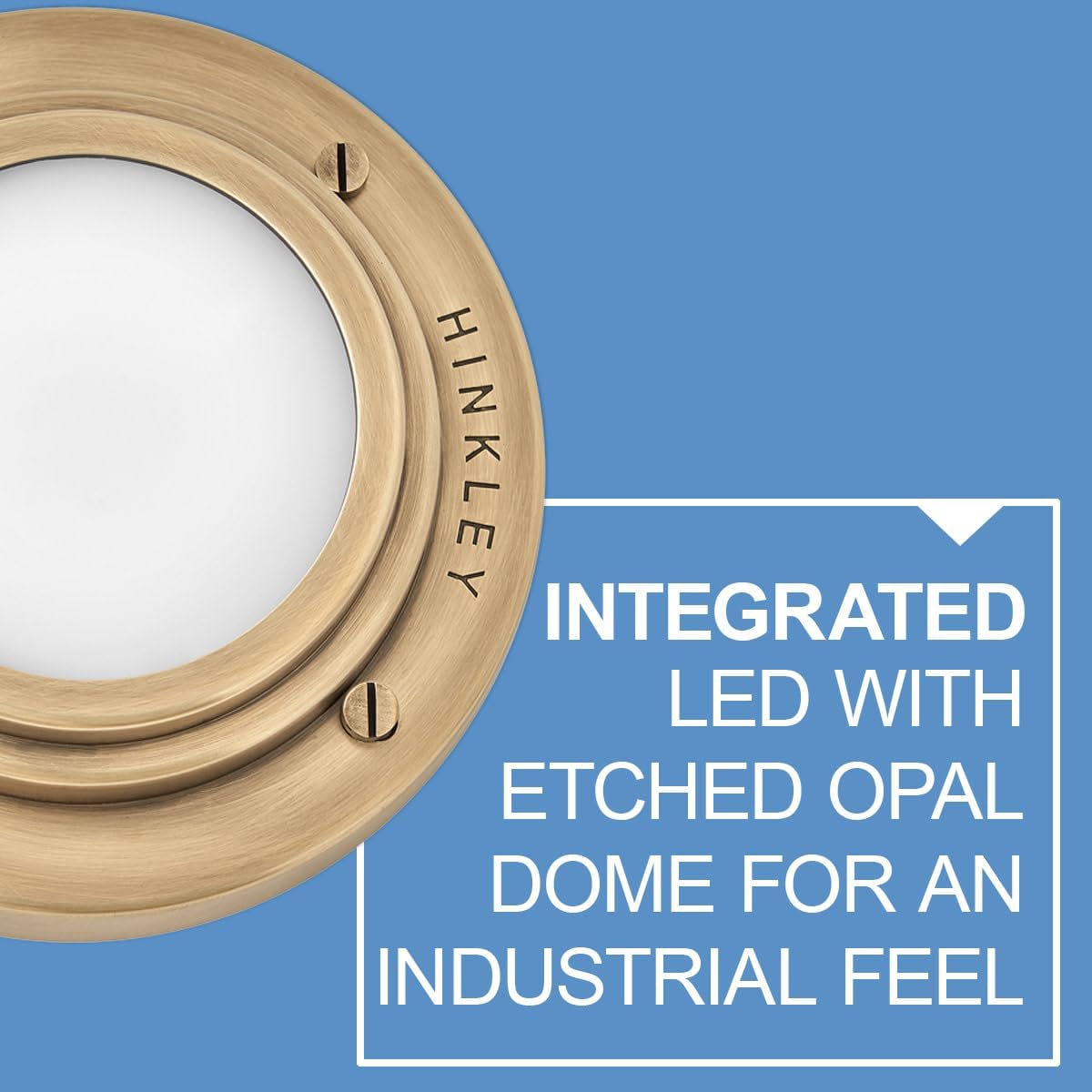 Hinkley Porte Extra Small Flush Mount Ceiling Light or Wall Sconce, Etched Opal Glass Shade, Dual-Mount Design, Integrated LED, ADA Compliant, Heritage Brass Finish