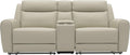 Furniture of America Larson Modern Leather Recliner Loveseat with Storage Console and Cup Holders, Reclining Sofa, Comfortable Couch for Living Room, Office, Home Theater, Beige