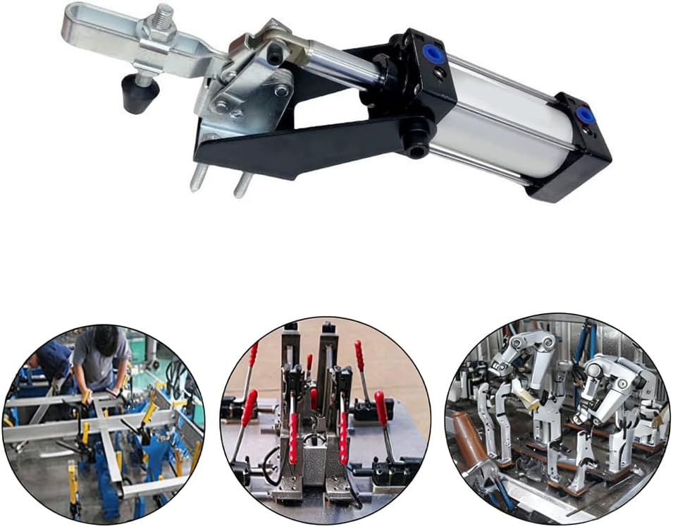 Pneumatic Clamp Fixture, GH-12265-A 340kg/ 750LB Heavy Duty Force Cylinder Pneumatic Hold Down Quick Air Clamp for Woodworking Welding and CNC Holding