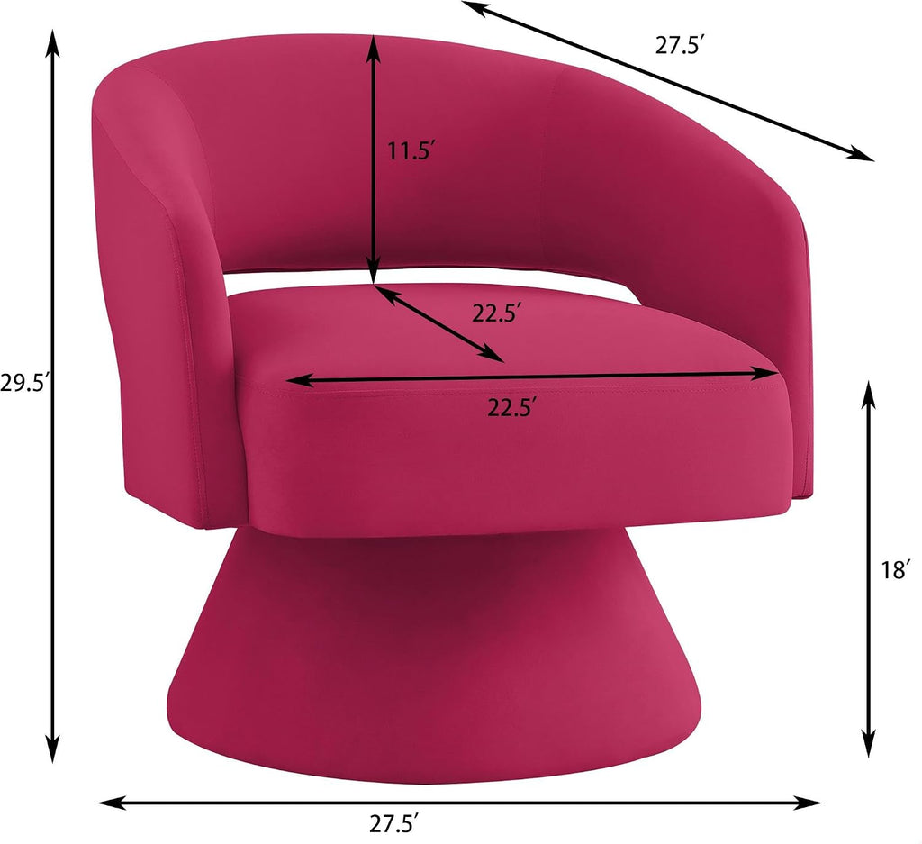 GDFStudio Swivel Barrel Chair Accent Arm Chair for Living Room Upholstered Velvet Round Reading Armchair Modern 360 Degree Comfy Swivel Chair with Open Backrest for Bedroom Office, Rose Pink