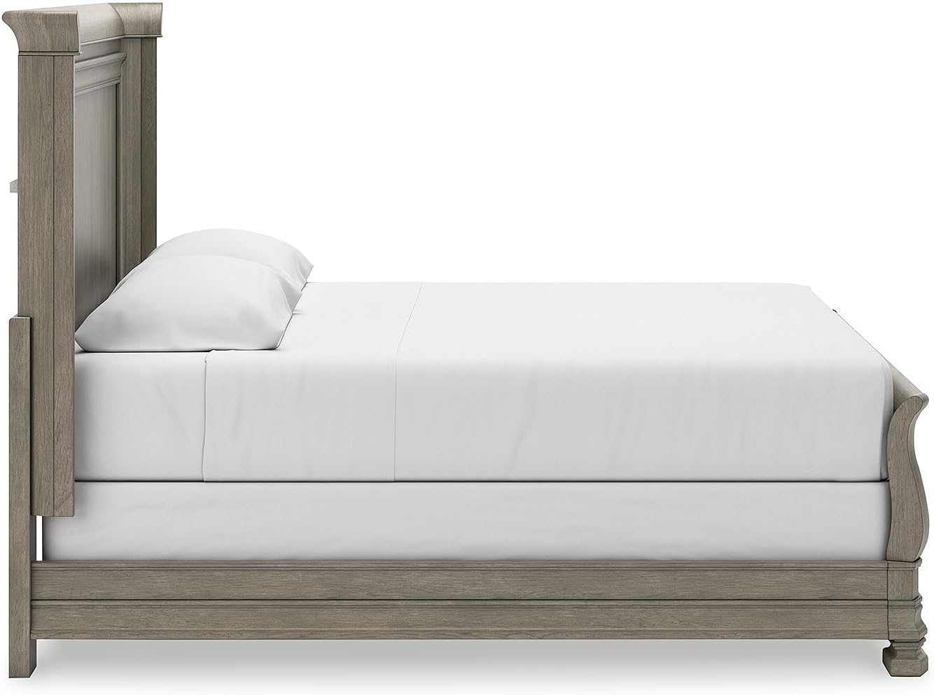 Signature Design by Ashley Lexorne Traditional King Sleigh Bed, Foundation or Box Spring Needed, Light Gray