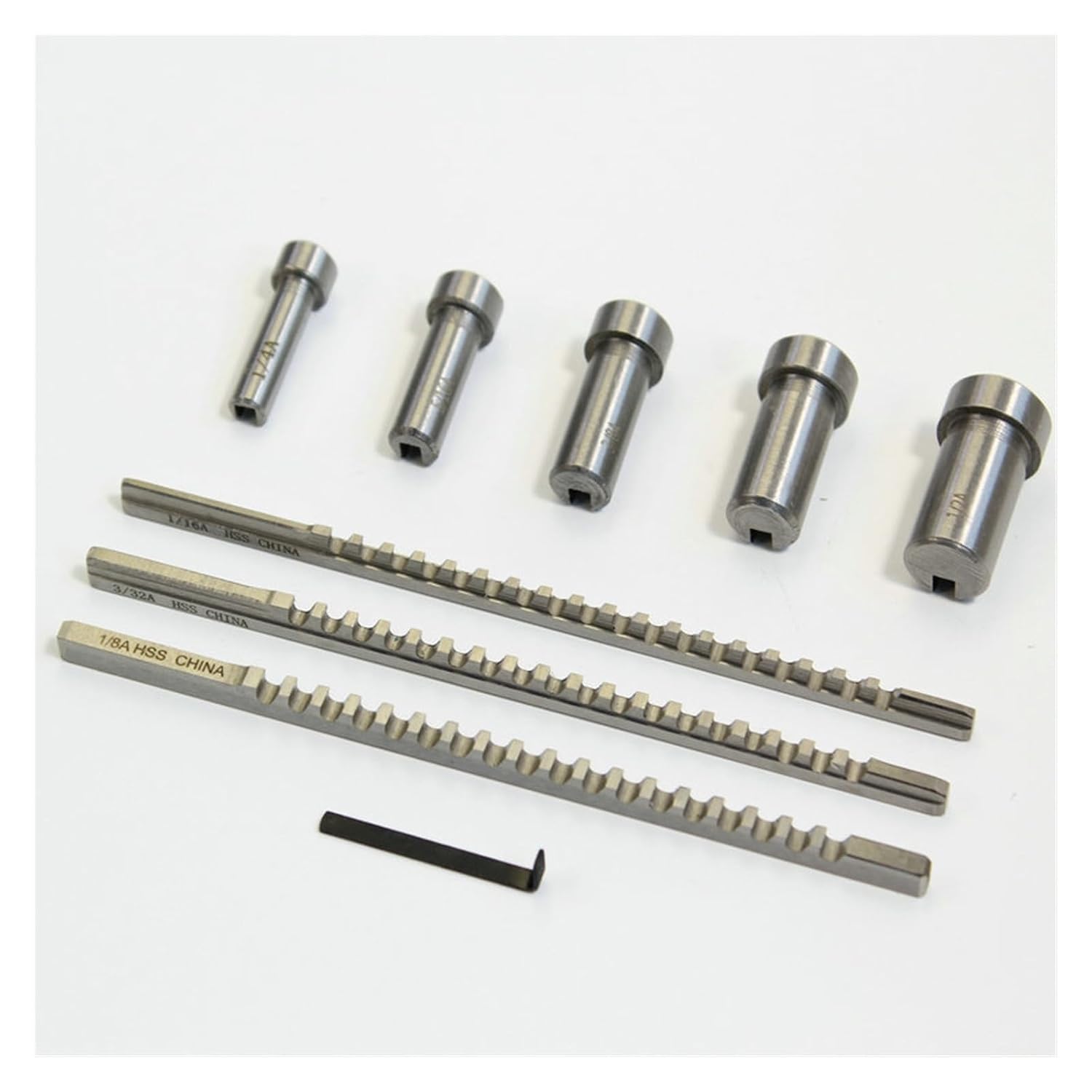 9PCS Push-Type Keyway Broach Set, Inch Sized High Speed Steel Broaches Teeth Cutting Tools for CNC Machine Heat Resistance
