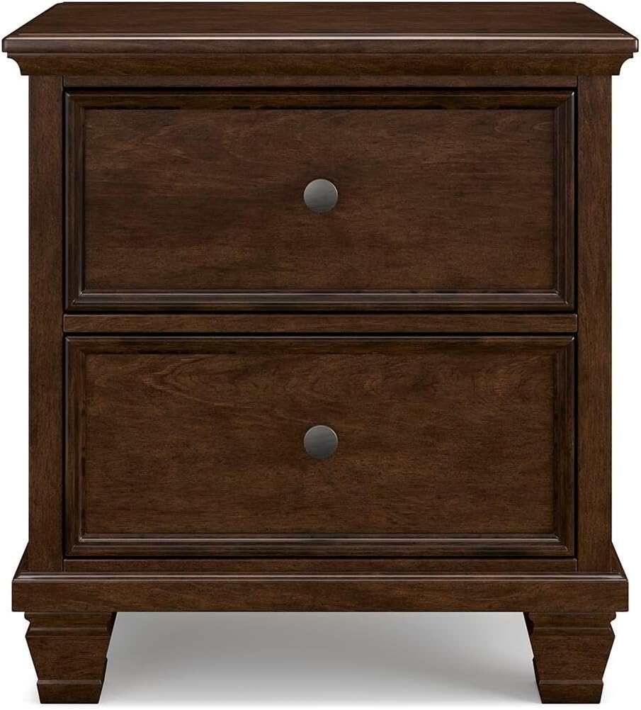 Signature Design by Ashley Danabrin Classic 2 Drawer Nightstand for Bedroom, 26.63' Tall, Dark Brown