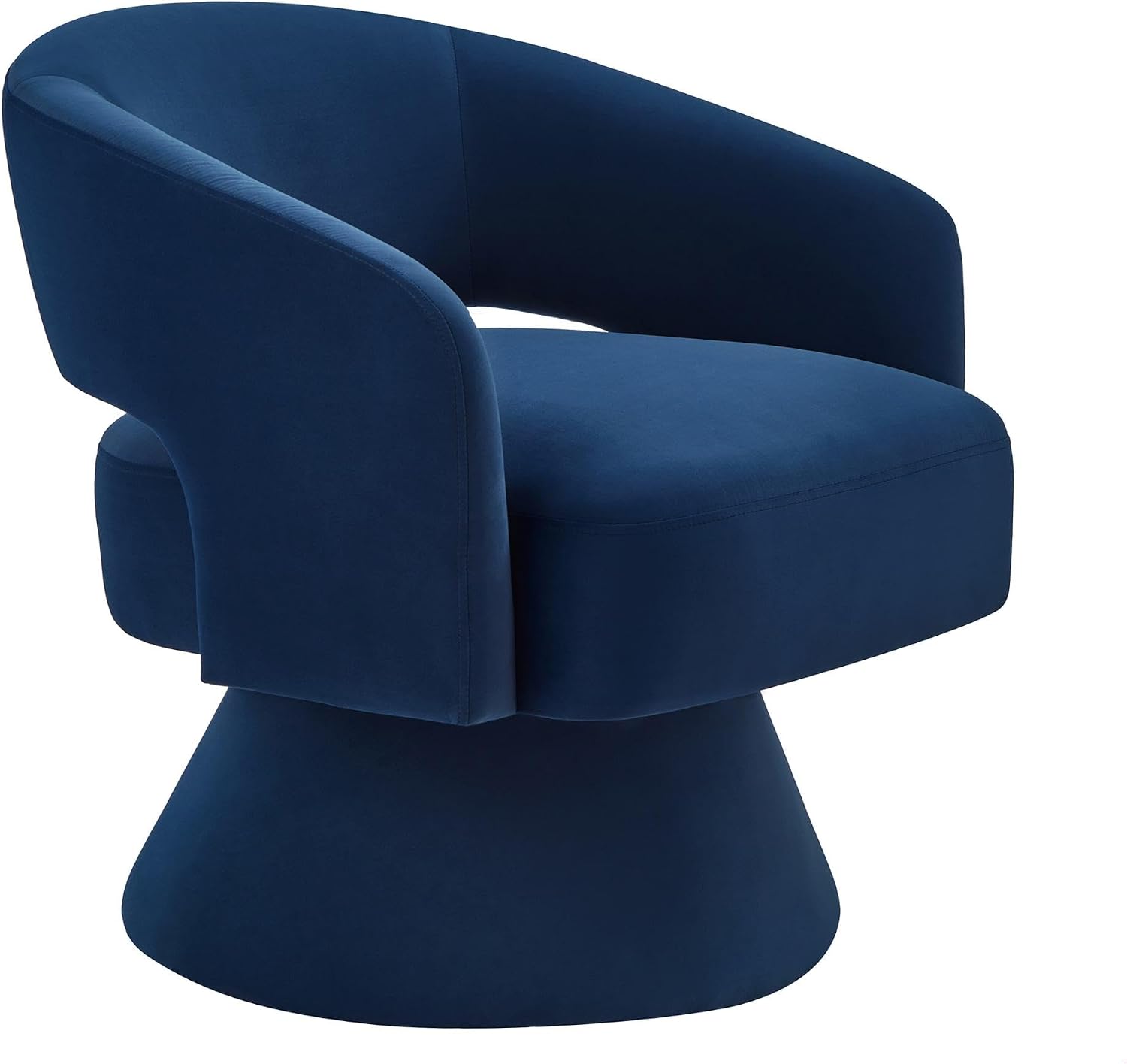 GDFStudio Swivel Barrel Chair Accent Arm Chair for Living Room Upholstered Velvet Round Reading Armchair Modern 360 Degree Comfy Swivel Chair with Open Backrest for Bedroom Office, Navy Blue