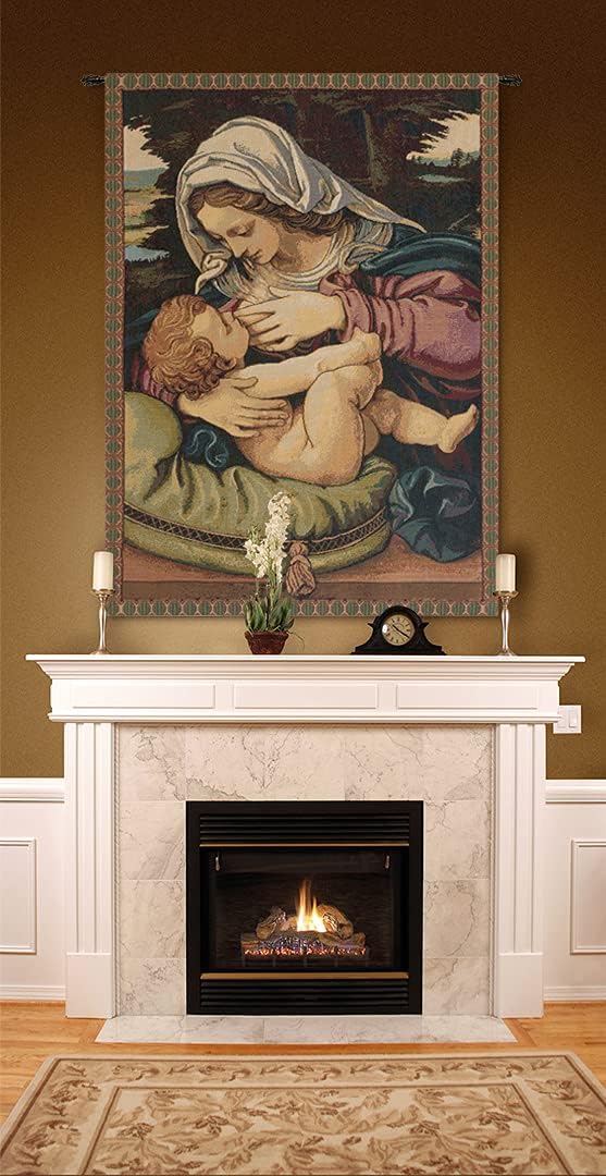 Charlotte Home Furnishings Inc. Madonna Del Cuscino Italian Tapestry Wall Hanging 22 X 17 Inch Viscose Cotton And Polyester Blend Wall Art Perfect For Home Decor And Wall Decor By Raphael