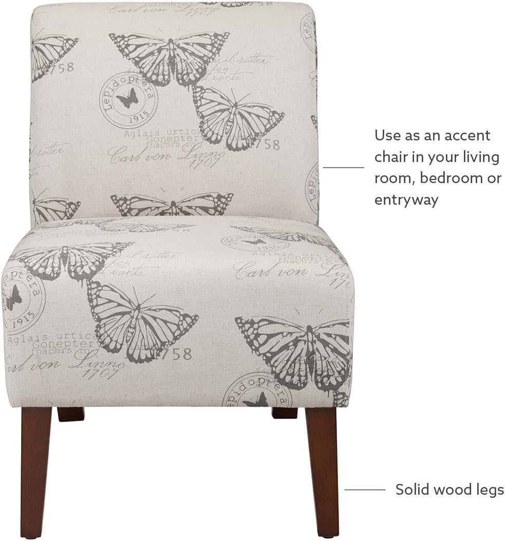 Linon Butterfly, Dark Espresso Linen Lily Chair, 21.5' W x 29.5' D x 31.5' H
