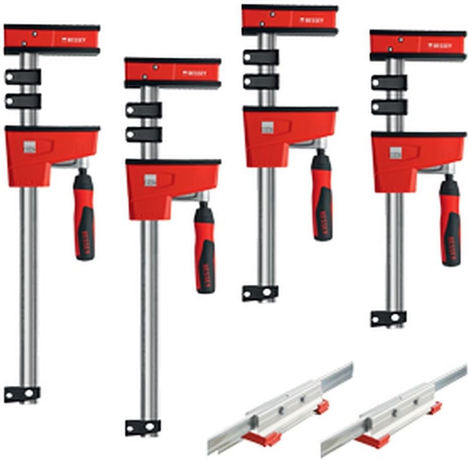 BESSEY KREX2450 K Body REVO Clamp Kit, 2 x 24 In., 2 x 50 In. and 2 KBX20 Extenders - 1700 lbs Nominal Clamping Force. Spreader, and Woodworking Accessories - Clamps and Tools for Cabinetry | BESSEY KP Rail And Stile Jig, Set Of 4 Blocks