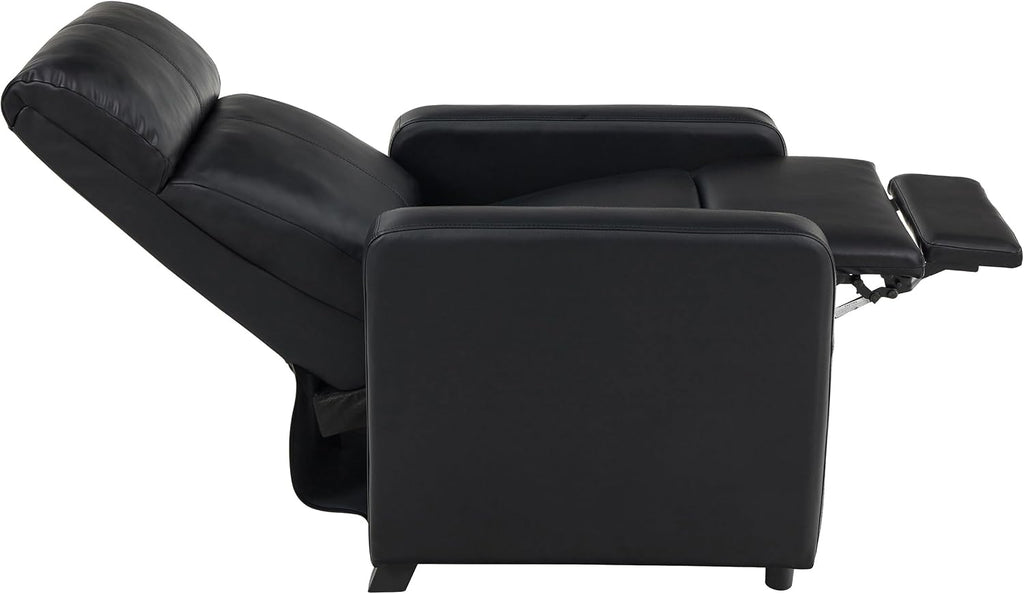 Coaster Home Furnishings - Toohey - Faux Leather - 5-piece Theater Seating with Consoles and Recliners with Tufted Backrests and Slim Track Armrests - Living Room, Home Theater - Black - 600181-S3A