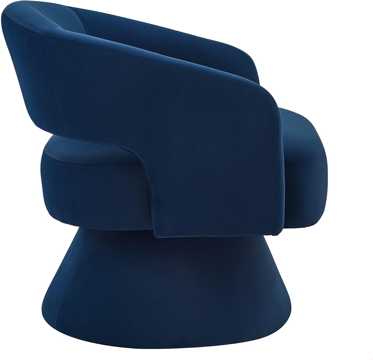 GDFStudio Swivel Barrel Chair Accent Arm Chair for Living Room Upholstered Velvet Round Reading Armchair Modern 360 Degree Comfy Swivel Chair with Open Backrest for Bedroom Office, Navy Blue