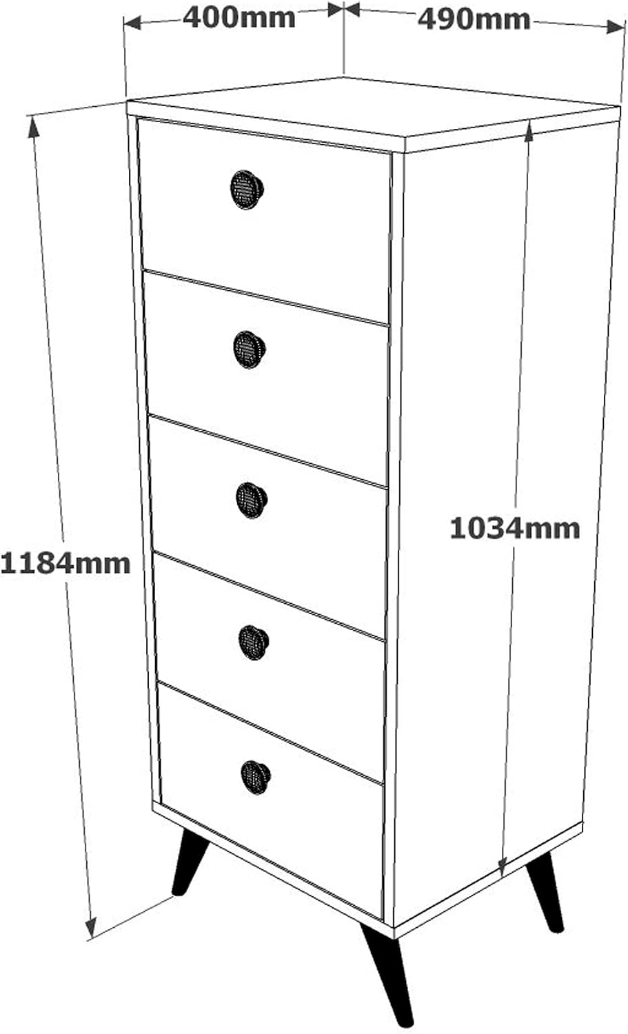 WELL HOME MOBILIARIO & DECORACIÓN Atlantic Pine Furniture Anthracite with 100% Melamine Coated Chipboard, 49 x 118.4 x 40 cm