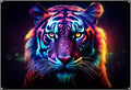 Tiger portrait, UV tapestry, Blacklight Reactive Wall Hanging, Neon Backdrop, Party Decor, Psychedelic Tapestry, Visionary Wall Art (Large)
