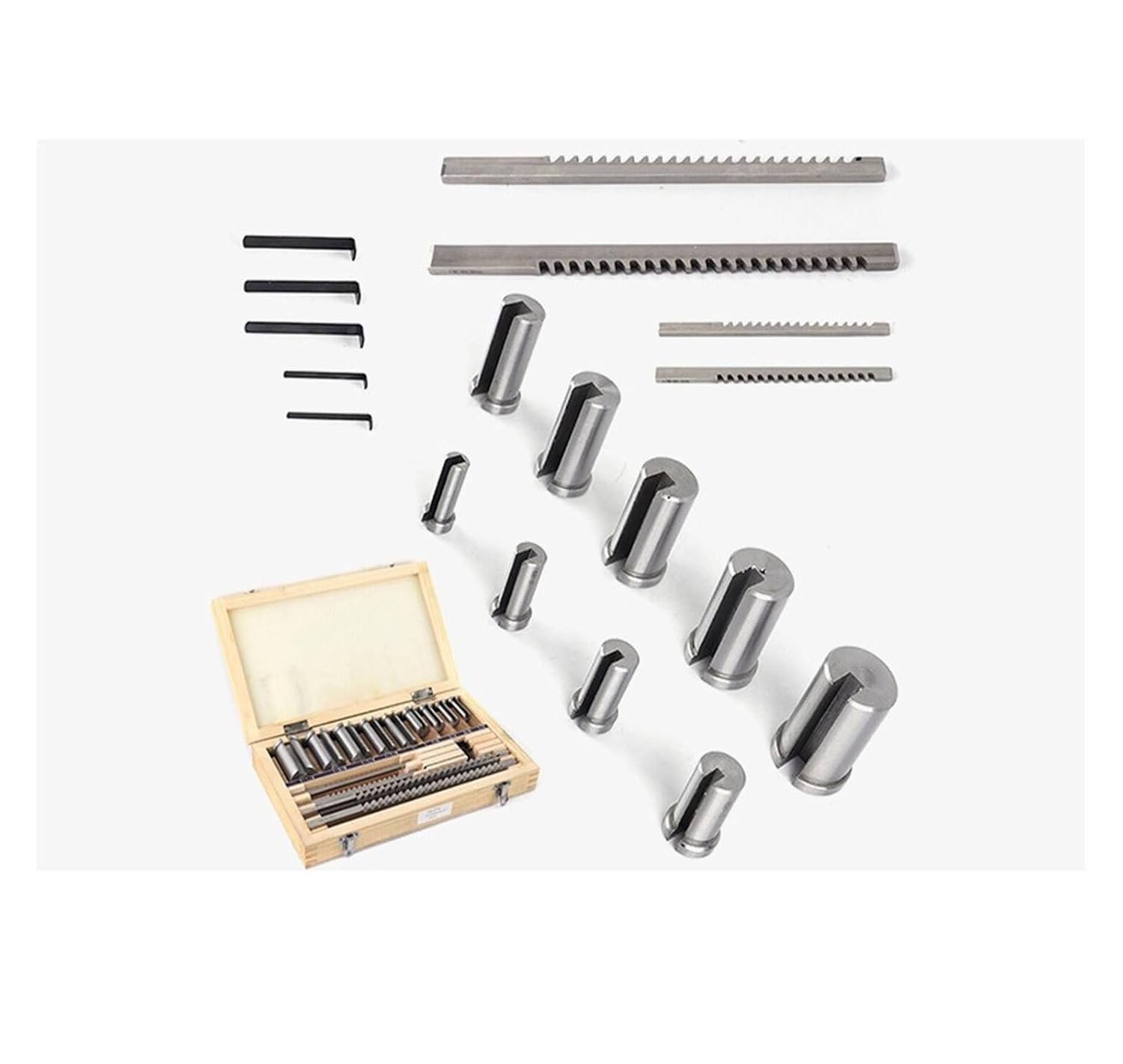 18pcs Keyway Broach Set, High Speed Steel Inch Sized Broaching Cutting Tool, for CNC Machine Lathe Heat Resistance