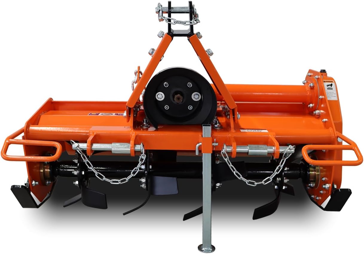 37' Rotary Tiller Attachment - Cat 1 3-Point PTO Driven, Single Speed 540 RPM Gearbox, 37.40' Working Width, 4.7' Max Depth, for 20–30HP Tractors - Not PTO Shaft