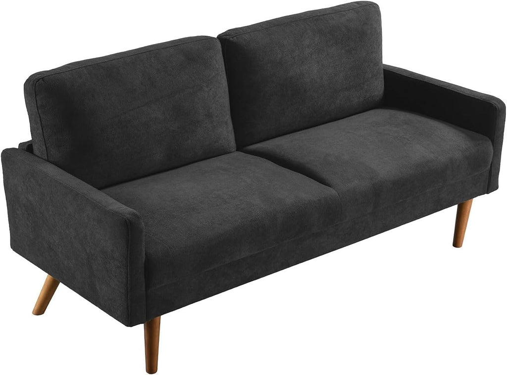 Kent Velvet Sofa, European Style with Sleek Design, Modern & Vintage Flair, Upholstered 3 Seater Couch, Chic Living Room Furniture Seating for Home, Apartment or Office, Black