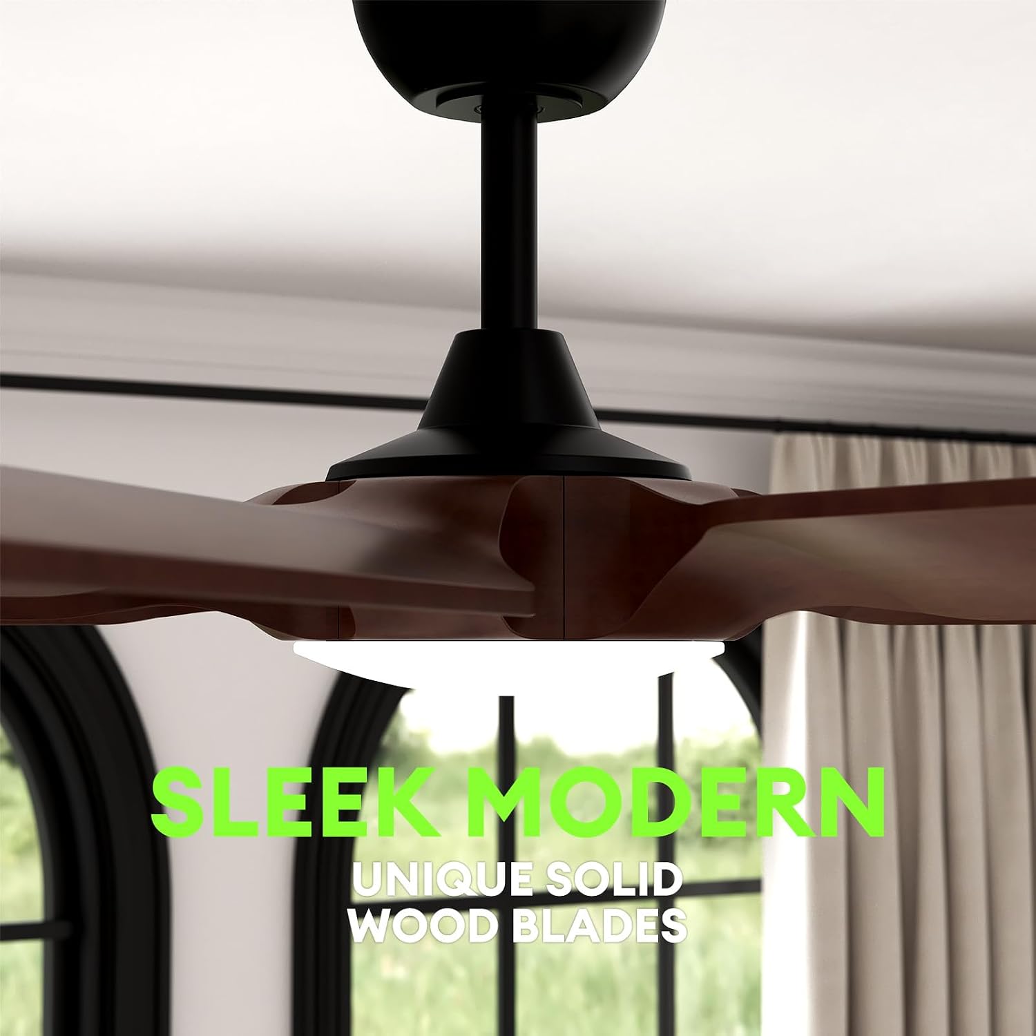 72 Inch Black Ceiling Fans with Lights, Reversible Quiet DC Motor, Modern Wood Ceiling Fan with Light and Remote Control, Energy Efficient Indoor/Outdoor Use, Matte Black