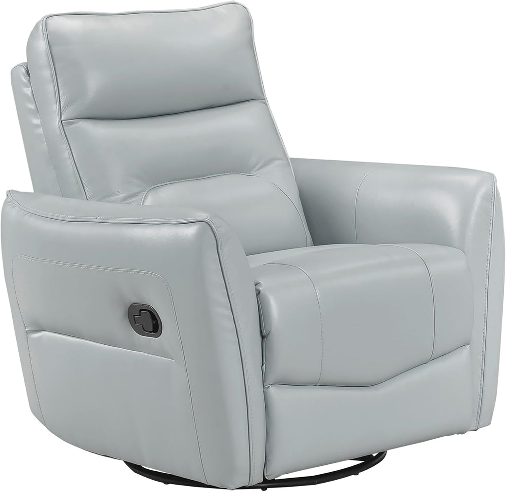 Lexicon Swivel Glider Reclining Chair, Top Grain Leather Match Manual Recliner, Comfy Nursery Glider Recliner, Swivel Reclining Chair for Living Room/Office/Bedroom/Apartment, Aqua