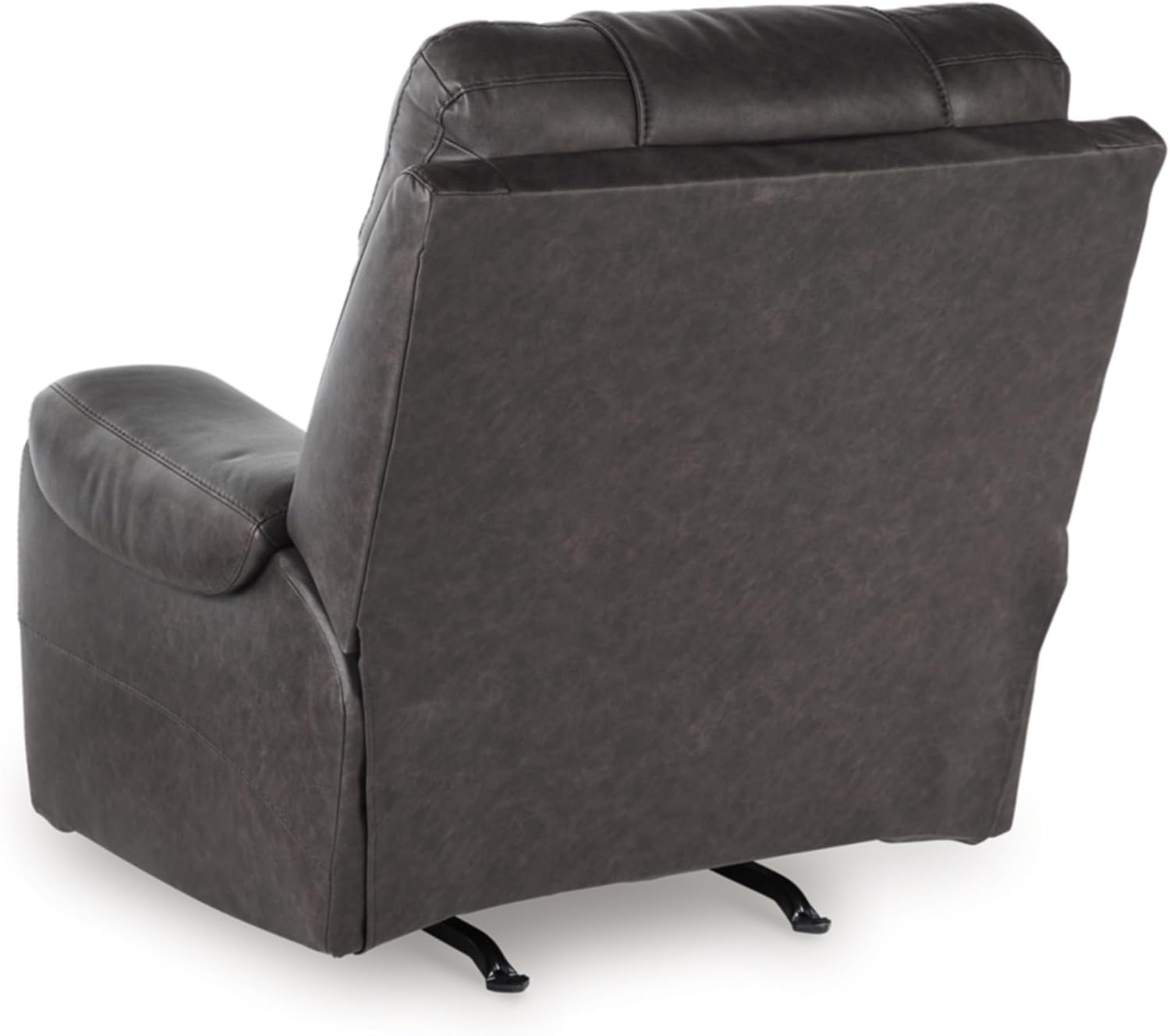 Signature Design by Ashley MakingMoves Rocker Recliner, Faux Leather Oversized Recliner Chair, No Assembly Required, with Pop-Out Cup Holders for Living Rooms, Smoke, 40' W