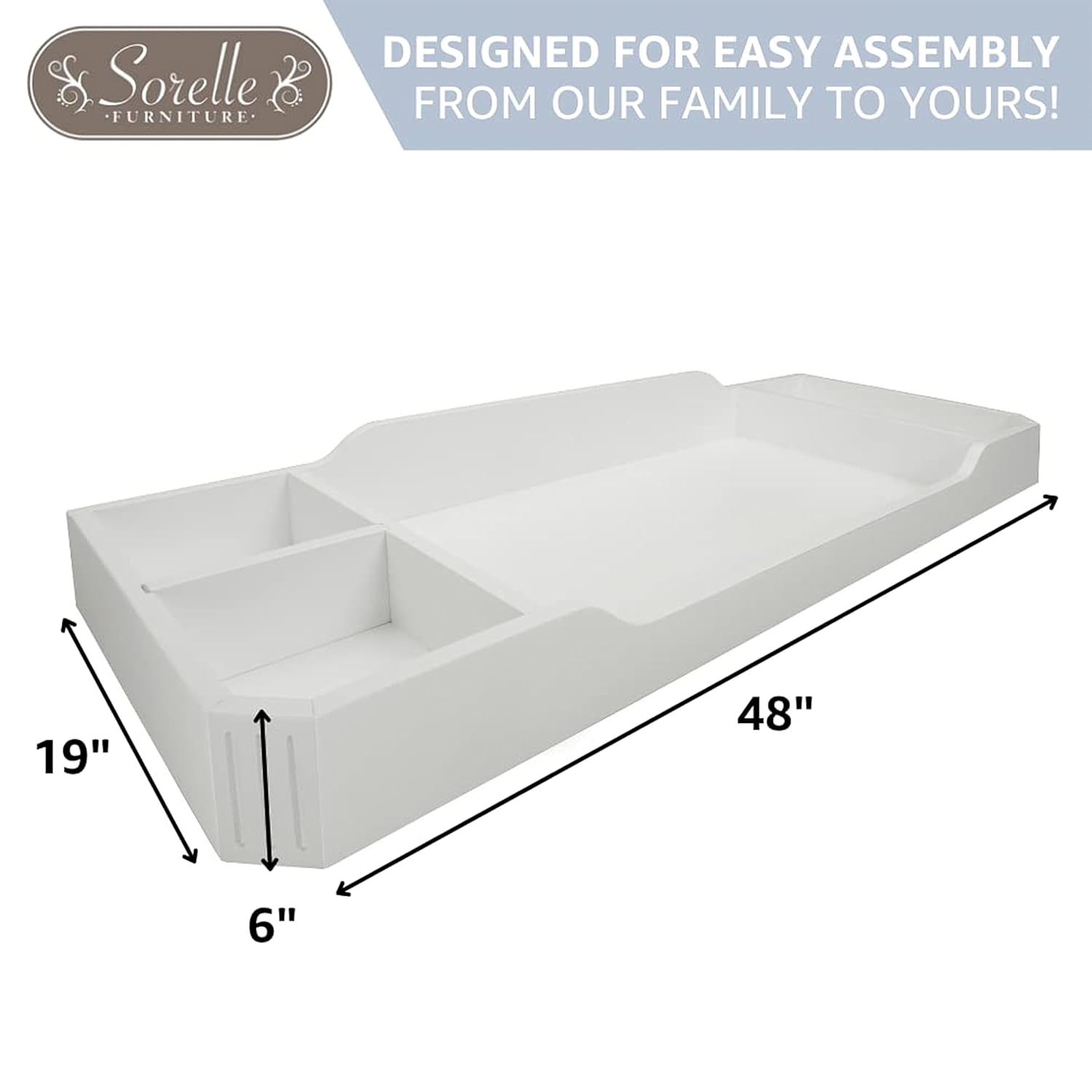 Sorelle Furniture Changing Table Topper for Dresser, Dressing and Diaper Changing Solution for Baby Dresser, Nursery Furniture-White