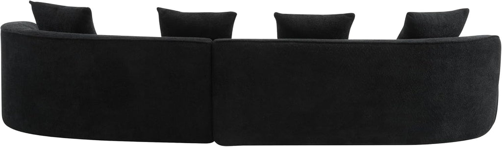Christopher Knight Home Braebt 126' Sectional Sofa with 4 Throw Pillows, 5-Seater Large Modular Sofa Couches, Comfy Curved Upholstered Cloud Couch for Living Room, Study, No Assembly Required, Black